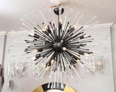 Venfield Custom Teardrop and Glass Rod Sputnik Chandelier