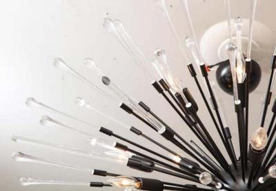  Venfield Custom Teardrop and Glass Rod Sputnik Chandelier