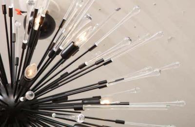  Venfield Custom Teardrop and Glass Rod Sputnik Chandelier