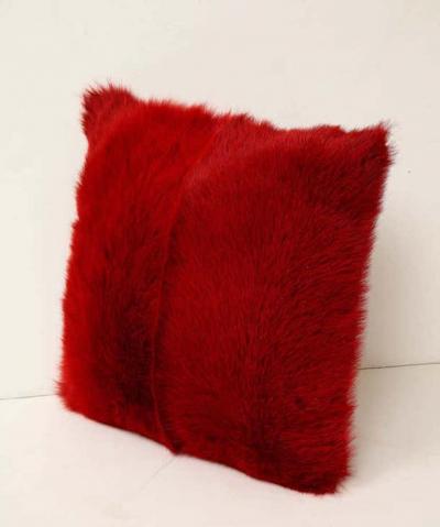  Venfield Custom Toscana Long Hair Shearling Pillow in Red Color