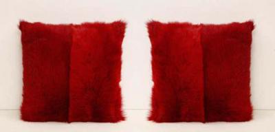  Venfield Custom Toscana Long Hair Shearling Pillow in Red Color