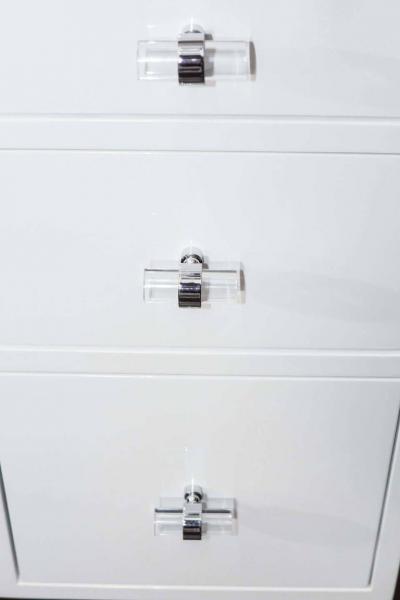  Venfield Custom White Lacquer Desk with Lucite Side Panels