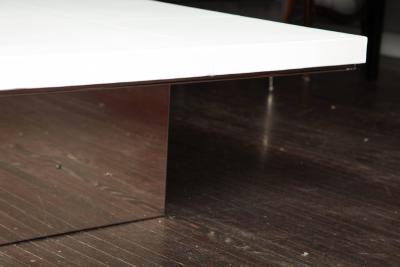  Venfield Custom White Leather Cocktail Table