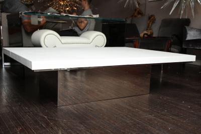  Venfield Custom White Leather Cocktail Table