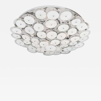  Venfield Custom White Murano Glass Disc Flush Mount Light