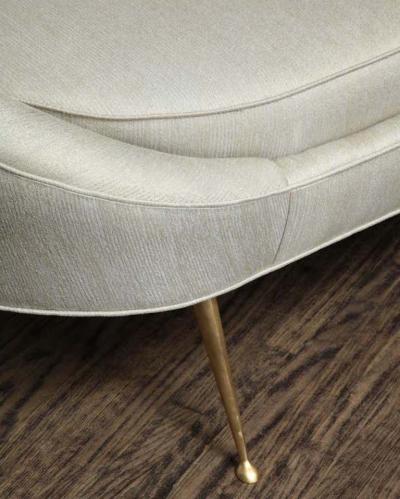  Venfield Elegant Curved Sofa in Custom Upholstery with Brass Legs