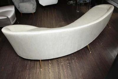  Venfield Elegant Curved Sofa in Custom Upholstery with Brass Legs