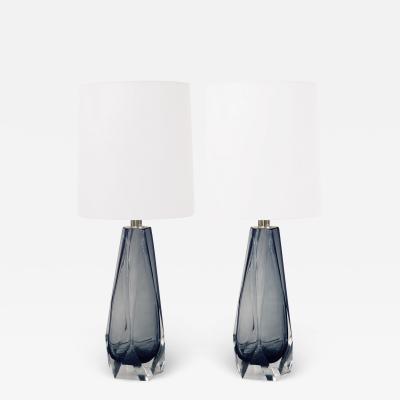  Venfield Elegant Pair of Faceted Smoke Glass Table Lamps 2022