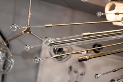 Venfield Giant Glass Teardrop and Rod Sputnik Chandelier