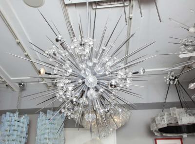  Venfield Glamorous Custom Austrian Crystal and Polished Nickel Spiked Sputnik Chandelier