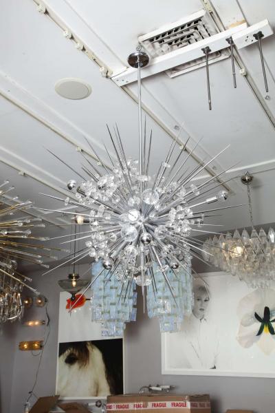  Venfield Glamorous Custom Austrian Crystal and Polished Nickel Spiked Sputnik Chandelier