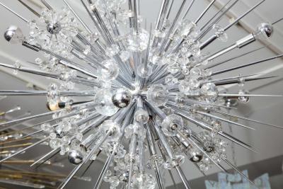  Venfield Glamorous Custom Austrian Crystal and Polished Nickel Spiked Sputnik Chandelier
