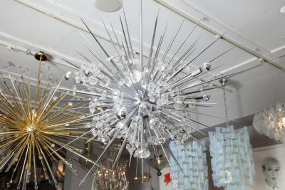  Venfield Glamorous Custom Austrian Crystal and Polished Nickel Spiked Sputnik Chandelier