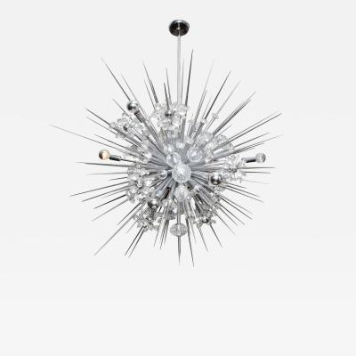  Venfield Glamorous Custom Austrian Crystal and Polished Nickel Spiked Sputnik Chandelier