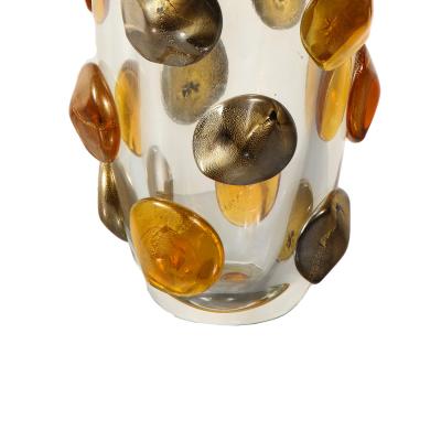  Venfield Hand Blown Murano Glass Vase with Amber Gold Glass Dot Design 2022