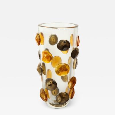  Venfield Hand Blown Murano Glass Vase with Amber Gold Glass Dot Design 2022