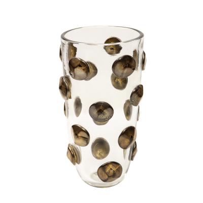  Venfield Hand Blown Murano Glass Vase with Black Gold Glass Dot Design 2022