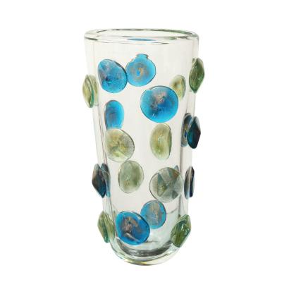  Venfield Hand Blown Murano Glass Vase with Turquoise and Gold Glass Dot Design 2022