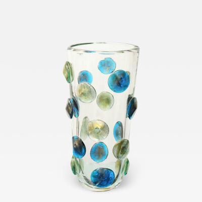  Venfield Hand Blown Murano Glass Vase with Turquoise and Gold Glass Dot Design 2022