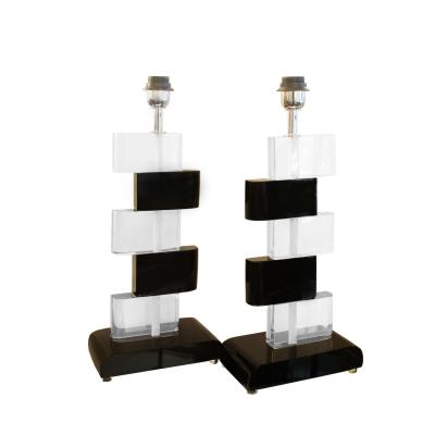  Venfield Hand Crafted Pair of Murano Glass Block Table Lamps 2022