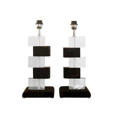  Venfield Hand Crafted Pair of Murano Glass Block Table Lamps 2022
