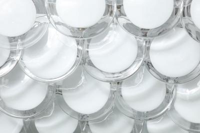  Venfield Huge White Murano Glass Disc Chandelier in Double Pyramid Shape