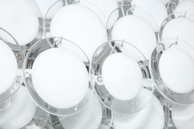  Venfield Huge White Murano Glass Disc Chandelier in Double Pyramid Shape