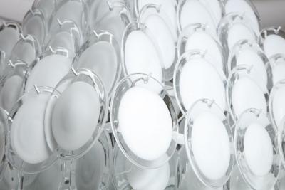  Venfield Huge White Murano Glass Disc Chandelier in Double Pyramid Shape