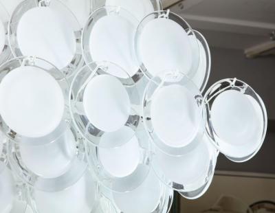  Venfield Huge White Murano Glass Disc Chandelier in Double Pyramid Shape