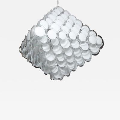  Venfield Huge White Murano Glass Disc Chandelier in Double Pyramid Shape