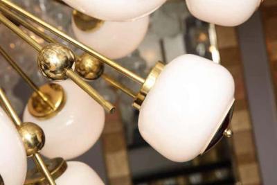  Venfield Italian Milk Glass and Brass Sputnik
