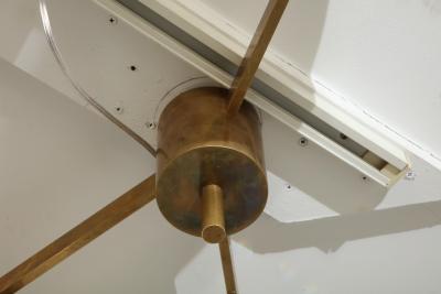  Venfield Italian Three Globe Opaline Glass Elongated Chandelier with Brass Frame