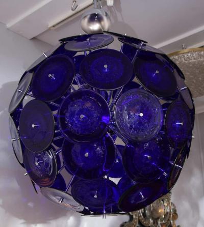  Venfield Large Blue Bubble Murano Glass Disc Sputnik Chandelier