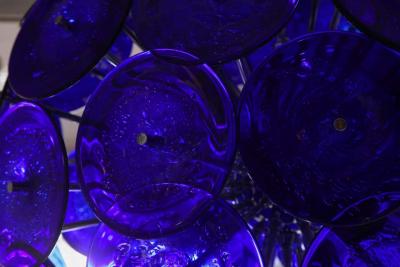  Venfield Large Blue Bubble Murano Glass Disc Sputnik Chandelier