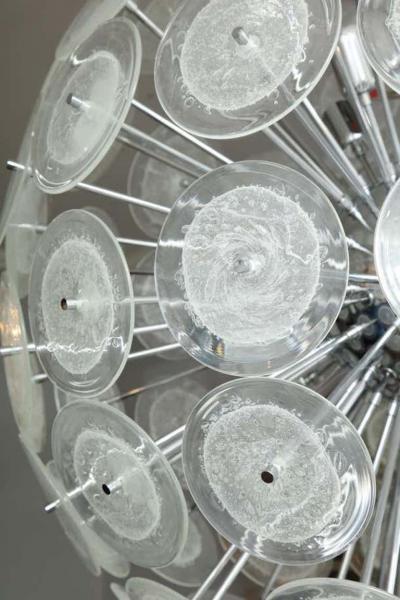  Venfield Large Clear Bubble Murano Glass Disc Sputnik Chandelier