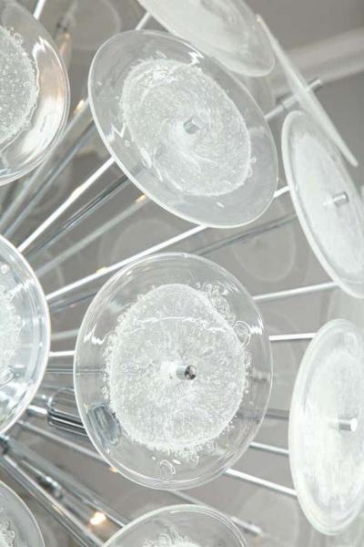  Venfield Large Clear Bubble Murano Glass Disc Sputnik Chandelier
