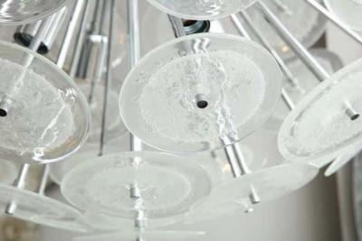  Venfield Large Clear Bubble Murano Glass Disc Sputnik Chandelier