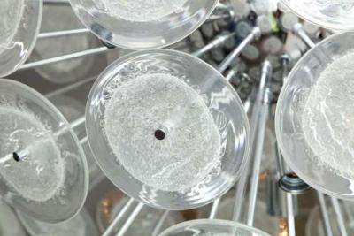  Venfield Large Clear Bubble Murano Glass Disc Sputnik Chandelier