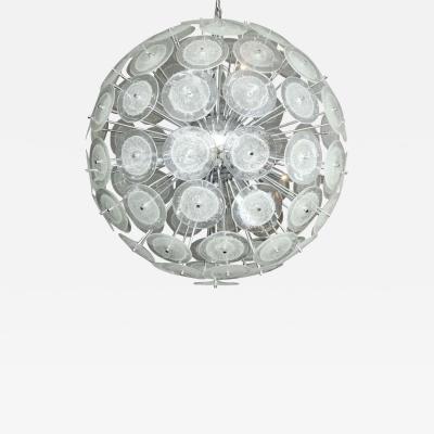  Venfield Large Clear Bubble Murano Glass Disc Sputnik Chandelier