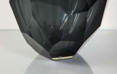  Venfield Large Murano Dark Gray Glass Gem Cut Vase