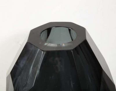  Venfield Large Murano Dark Gray Glass Gem Cut Vase