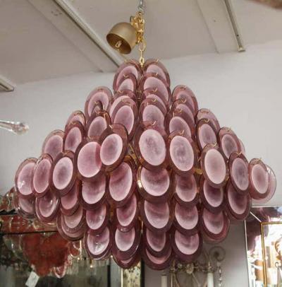  Venfield Large Pagoda Style Amethyst Glass Disc Chandelier