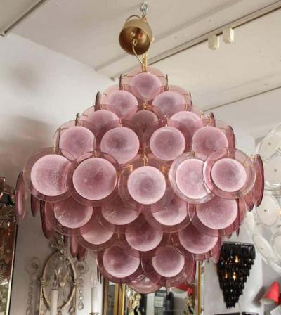  Venfield Large Pagoda Style Amethyst Glass Disc Chandelier