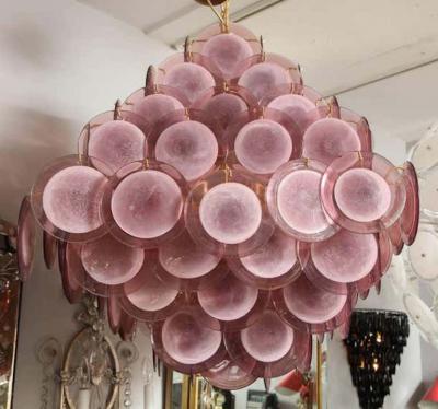  Venfield Large Pagoda Style Amethyst Glass Disc Chandelier
