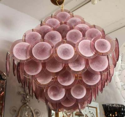  Venfield Large Pagoda Style Amethyst Glass Disc Chandelier