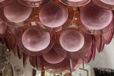  Venfield Large Pagoda Style Amethyst Glass Disc Chandelier