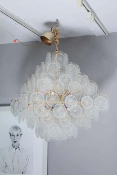  Venfield Large Pagoda Style Pulegoso Glass Disc Chandelier