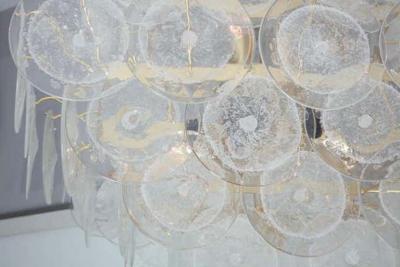  Venfield Large Pagoda Style Pulegoso Glass Disc Chandelier