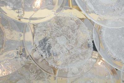  Venfield Large Pagoda Style Pulegoso Glass Disc Chandelier