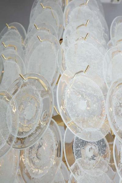  Venfield Large Pagoda Style Pulegoso Glass Disc Chandelier